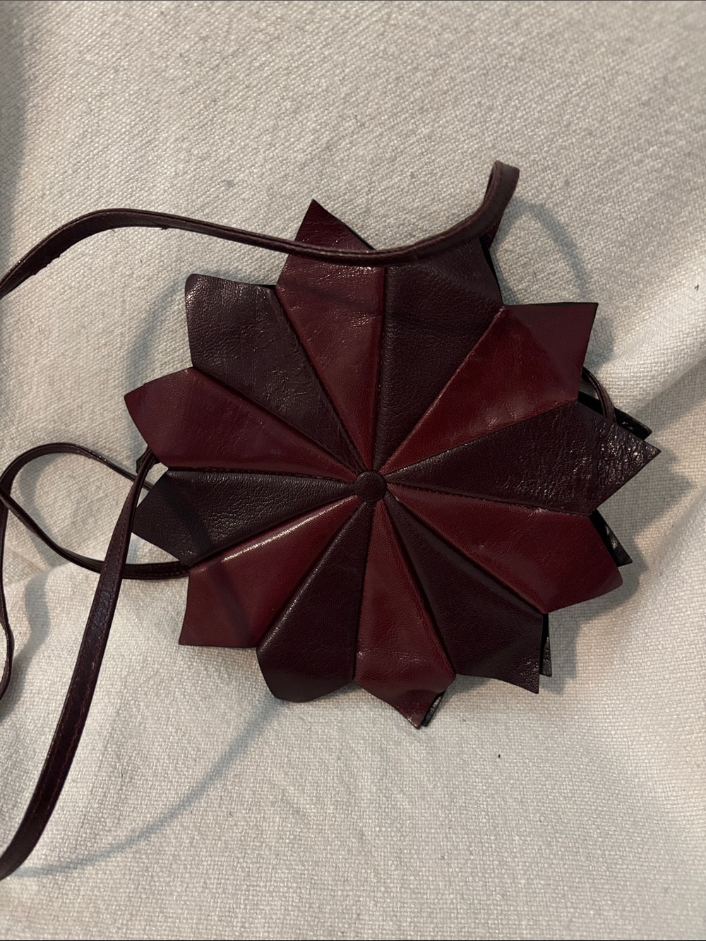 Vintage leather red sunburst bag